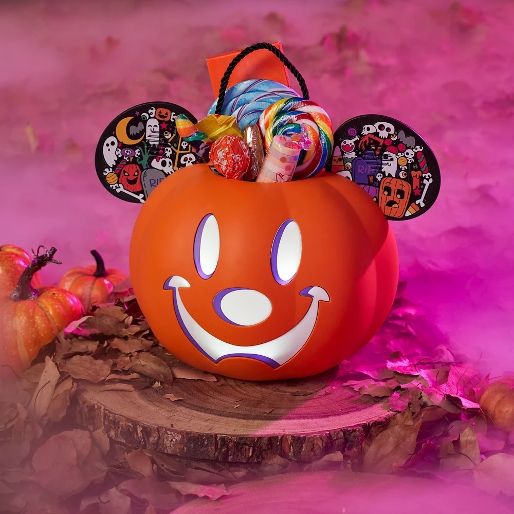 Disney Exclusive Mickey Mouse Jack-o'-Lantern Light-Up Candy Bucket with Music